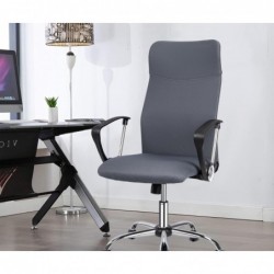 Silla de Oficina Ergonómica con Respaldo Alto de Malla Transpirable y Piel Sintética - Giratoria con Reposabrazos