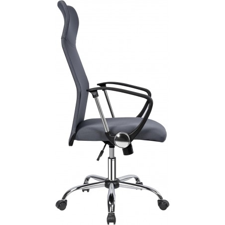 Silla de Oficina Ergonómica con Respaldo Alto de Malla Transpirable y Piel Sintética - Giratoria con Reposabrazos