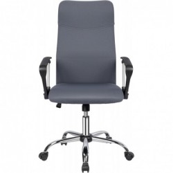 Silla de Oficina Ergonómica con Respaldo Alto de Malla Transpirable y Piel Sintética - Giratoria con Reposabrazos