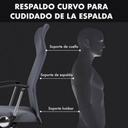 Silla de Oficina Ergonómica con Respaldo Alto de Malla Transpirable y Piel Sintética - Giratoria con Reposabrazos