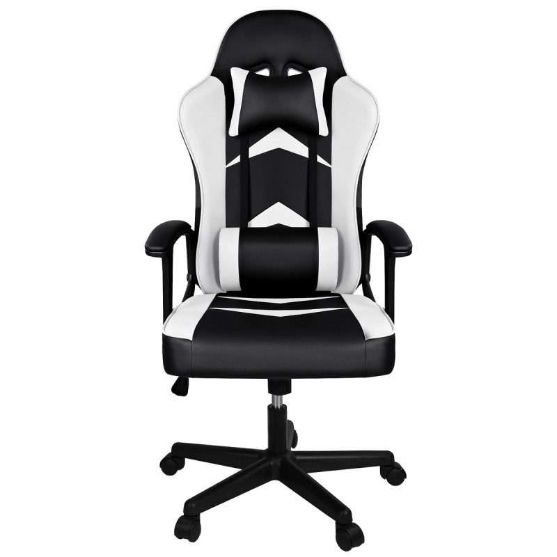 Silla Gaming Ergonómica Reclinable con Cojín Lumbar y Cervical | Respaldo Alto Acolchado | Altura ajustable | Ruedas
