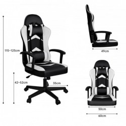 Silla Gaming Ergonómica Reclinable con Cojín Lumbar y Cervical | Respaldo Alto Acolchado | Altura ajustable | Ruedas