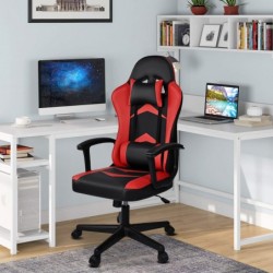 Silla Gaming Ergonómica Reclinable con Cojín Lumbar y Cervical - Respaldo Alto Acolchado y Altura Ajustable con Ruedas