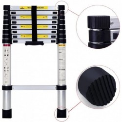 Escalera Telescópica de Aluminio Extensible y Plegable - Compacta, Ligera, Portátil y Antideslizante para Casa