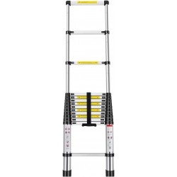 Escalera Telescópica de Aluminio Extensible y Plegable - Compacta, Ligera, Portátil y Antideslizante para Casa