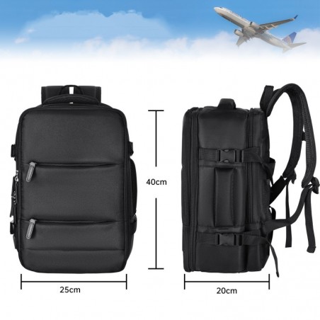 Mochila de Cabina Avión 40x20x25 cm 20L - Equipaje de Mano Bajo el Asiento con Puerto USB Compatible con Ryanair