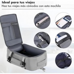 Mochila de Viaje para Cabina de Avión 40x20x25 cm 20L - Equipaje de Mano Bajo el Asiento con Puerto USB para Ryanair
