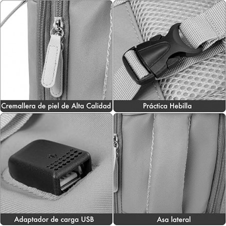 Mochila de Viaje para Cabina de Avión 40x20x25 cm 20L - Equipaje de Mano Bajo el Asiento con Puerto USB para Ryanair
