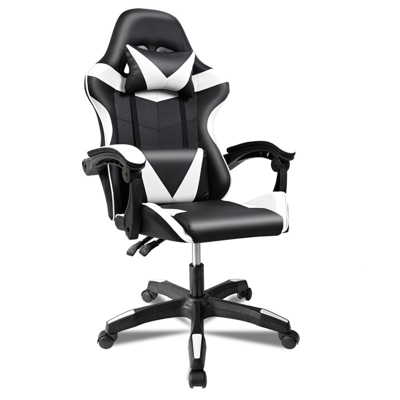Silla Gaming Ergonómica Reclinable con Cojín Lumbar y Cervical | Altura Ajustable, Reposabrazos Acolchados, Ruedas 360°
