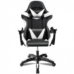 Silla Gaming Ergonómica Reclinable con Cojín Lumbar y Cervical | Altura Ajustable, Reposabrazos Acolchados, Ruedas 360°