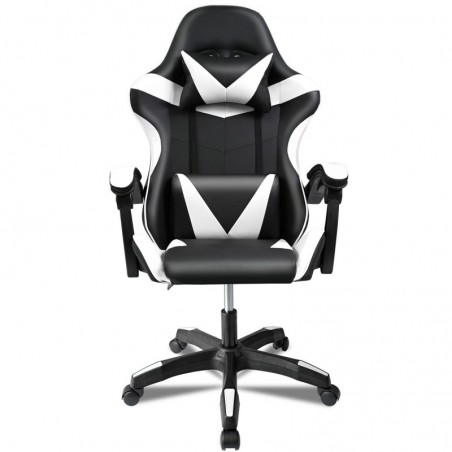 Silla Gaming Ergonómica Reclinable con Cojín Lumbar y Cervical - Altura Ajustable y Reposabrazos Acolchados