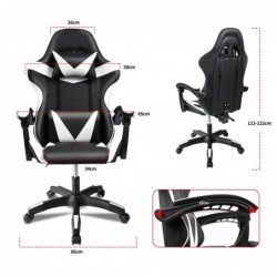 Silla Gaming Ergonómica Reclinable con Cojín Lumbar y Cervical | Altura Ajustable, Reposabrazos Acolchados, Ruedas 360°