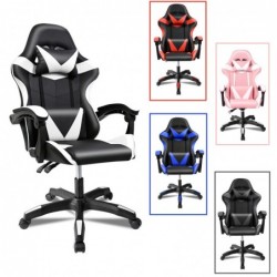 Silla Gaming Ergonómica Reclinable con Cojín Lumbar y Cervical | Altura Ajustable, Reposabrazos Acolchados, Ruedas 360°