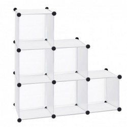 Armario Modular Cubos. Estantería Zapatero plástico Blanco. Librería Moderna. Ahorra Espacio. Salon, baño. 6 Cubos