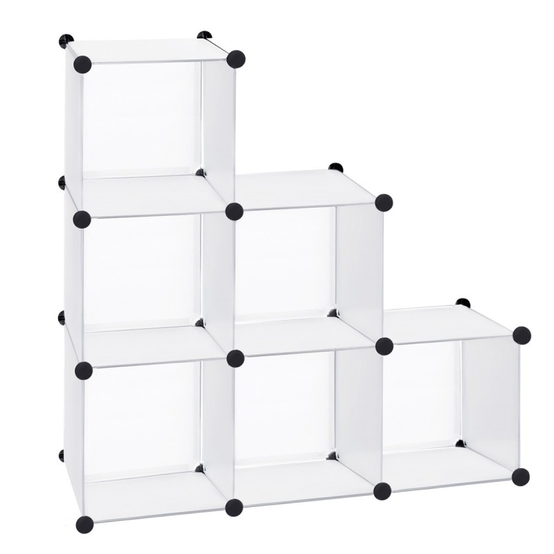 Armario Modular Cubos. Estantería Zapatero plástico Blanco. Librería Moderna. Ahorra Espacio. Salon, baño. 6 Cubos