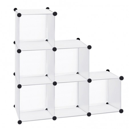Armario Modular Cubos. Estantería Zapatero plástico Blanco. Librería Moderna. Ahorra Espacio. Salon, baño. 6 Cubos