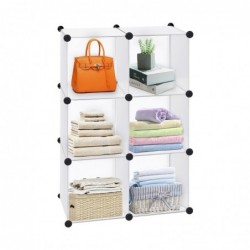 Armario Modular Cubos. Estantería Zapatero plástico Blanco. Librería Moderna. Ahorra Espacio. Salon, baño. 6 Cubos