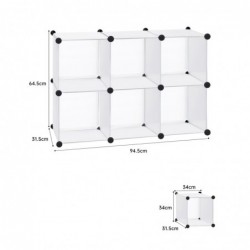 Armario Modular Cubos. Estantería Zapatero plástico Blanco. Librería Moderna. Ahorra Espacio. Salon, baño. 6 Cubos