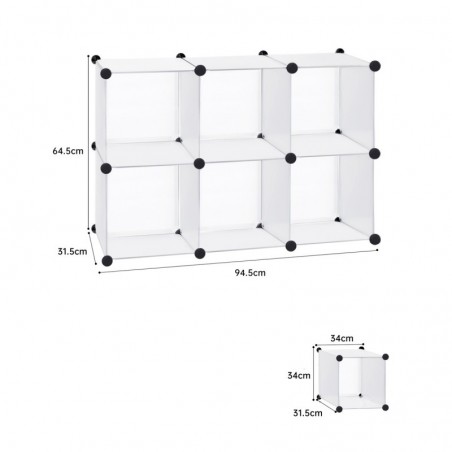 Armario Modular Cubos. Estantería Zapatero plástico Blanco. Librería Moderna. Ahorra Espacio. Salon, baño. 6 Cubos