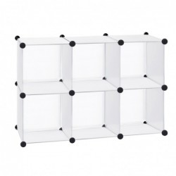 Armario Modular Cubos. Estantería Zapatero plástico Blanco. Librería Moderna. Ahorra Espacio. Salon, baño. 6 Cubos