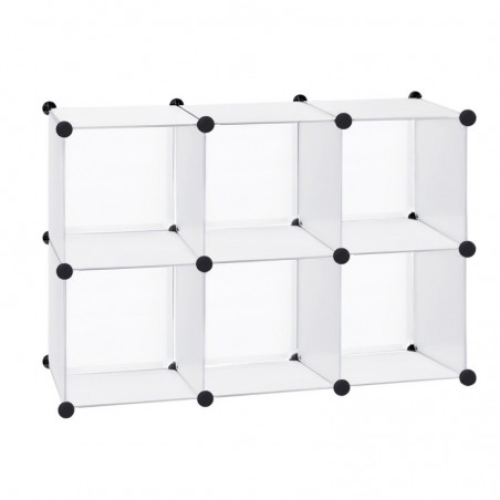 Armario Modular Cubos. Estantería Zapatero plástico Blanco. Librería Moderna. Ahorra Espacio. Salon, baño. 6 Cubos
