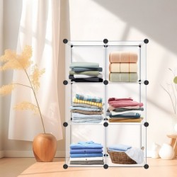 Armario Modular Cubos. Estantería Zapatero plástico Blanco. Librería Moderna. Ahorra Espacio. Salon, baño. 6 Cubos