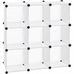 Armario Modular Cubos. Estantería Zapatero plástico Blanco. Librería Moderna. Ahorra Espacio. Salon, baño. 9 Cubos