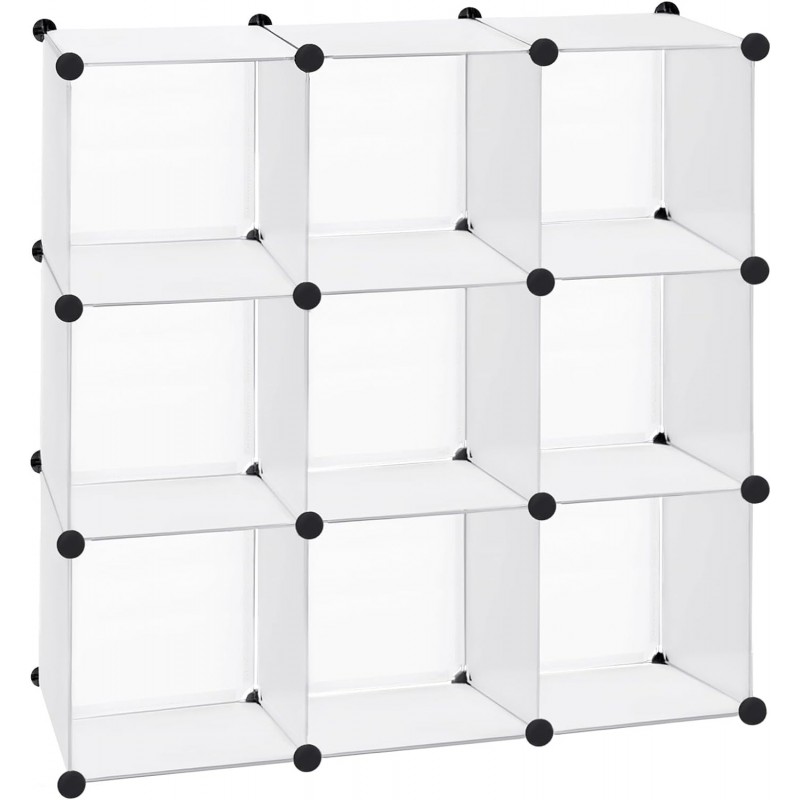 Armario Modular Cubos. Estantería Zapatero plástico Blanco. Librería Moderna. Ahorra Espacio. Salon, baño. 9 Cubos