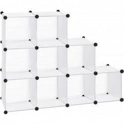 Armario Modular Cubos. Estantería Zapatero plástico Blanco. Librería Moderna. Ahorra Espacio. Salon, baño. 9 Cubos