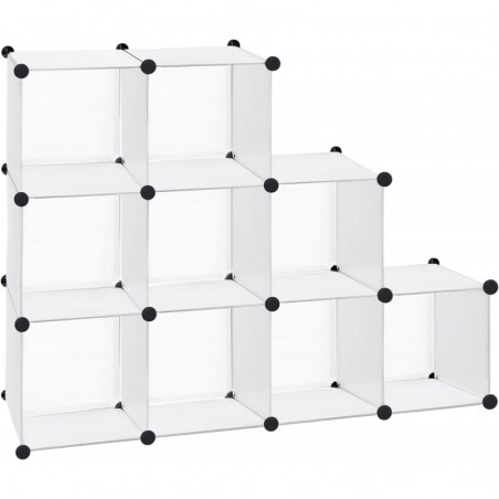 Armario Modular Cubos. Estantería Zapatero plástico Blanco. Librería Moderna. Ahorra Espacio. Salon, baño. 9 Cubos