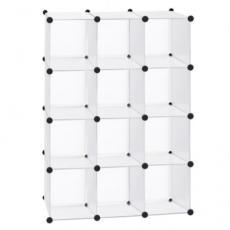 Armario Modular Cubos. Estantería Zapatero plástico Blanco. Librería Moderna. Ahorra Espacio. Salon, baño. 12 Cubos