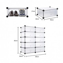 Zapatero Modular con 10 Estantes Cubos - Organizador de Zapatos y Almacenaje 40x17x30 cm por Compartimento