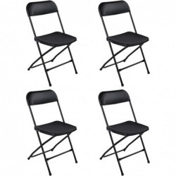 Pack de 4 Sillas Plegables de plástico para comedor, patio, cocina, camping. Ahorra espacio. Estructura metálica.