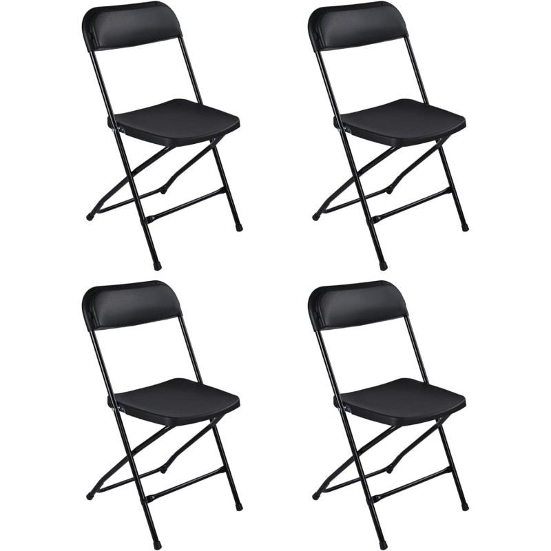 Pack de 4 Sillas Plegables de plástico para comedor, patio, cocina, camping. Ahorra espacio. Estructura metálica.