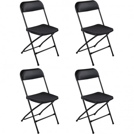 Pack de 4 Sillas Plegables de plástico para comedor, patio, cocina, camping. Ahorra espacio. Estructura metálica.