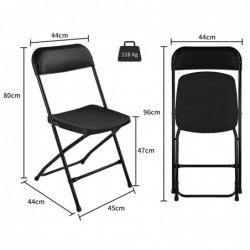 Pack de 4 Sillas Plegables de plástico para comedor, patio, cocina, camping. Ahorra espacio. Estructura metálica.