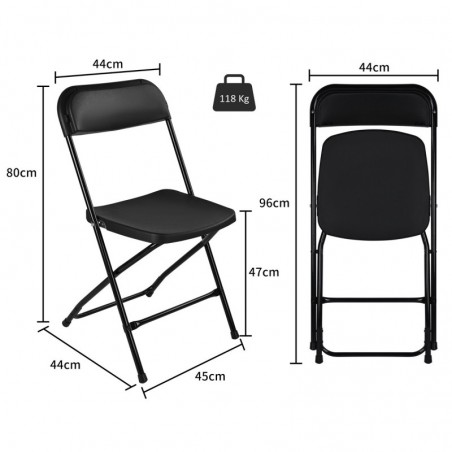 Pack de 4 Sillas Plegables de Plástico con Estructura Metálica - Sillas para Comedor, Patio, Cocina y Camping