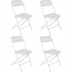Pack de 4 Sillas Plegables de Plástico con Estructura Metálica - Sillas para Comedor, Patio, Cocina y Camping