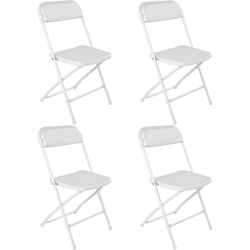 Pack de 4 Sillas Plegables de Plástico con Estructura Metálica - Sillas para Comedor, Patio, Cocina y Camping