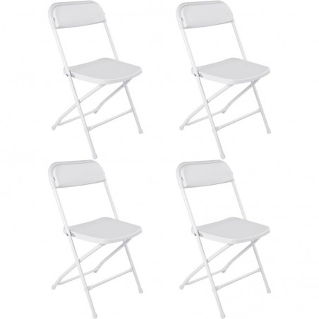 Pack de 4 Sillas Plegables de Plástico con Estructura Metálica - Sillas para Comedor, Patio, Cocina y Camping