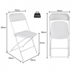 Pack de 4 Sillas Plegables de Plástico con Estructura Metálica - Sillas para Comedor, Patio, Cocina y Camping