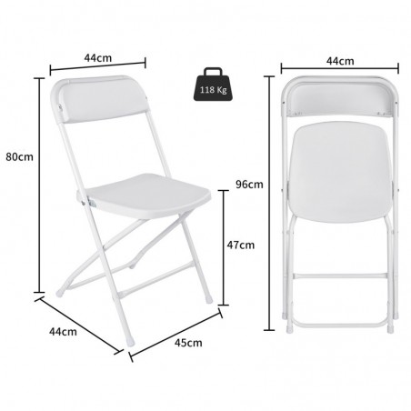 Pack de 4 Sillas Plegables de Plástico con Estructura Metálica - Sillas para Comedor, Patio, Cocina y Camping