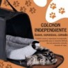 Transportin Perros y Gatos. Bolsa de Transporte Viaje Transpirable Mascotas. Bolso con colchón. Tres Puertas. Bolsa