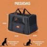 Transportin Perros y Gatos. Bolsa de Transporte Viaje Transpirable Mascotas. Bolso con colchón. Tres Puertas. Bolsa