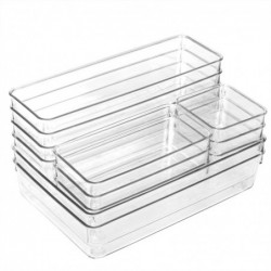 Set de 12 Cajones de Organización | Organizadores de Plástico Transparentes | Separadores de Cajones para Escritorio