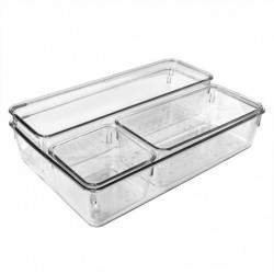 Set de 12 Cajones de Organización | Organizadores de Plástico Transparentes | Separadores de Cajones para Escritorio