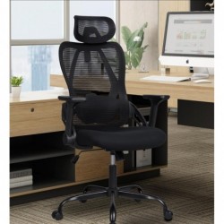 Silla Ergonómica de Oficina con Respaldo Transpirable y Apoyo Lumbar | Reposacabezas Ajustable, Reposabrazos Regulables