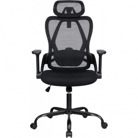 Silla de Oficina Ergonómica con Respaldo Transpirable y Apoyo Lumbar - Reposacabezas Ajustable y Reposabrazos Regulables