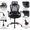 Silla Ergonómica de Oficina con Respaldo Transpirable y Apoyo Lumbar | Reposacabezas Ajustable, Reposabrazos Regulables