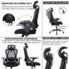 Silla Ergonómica de Oficina con Respaldo Transpirable y Apoyo Lumbar | Reposacabezas Ajustable, Reposabrazos Regulables